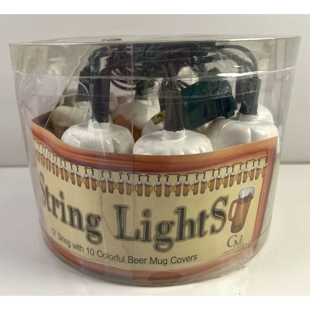 Beer Mug 10-Ct Indoor/Outdoor String Lights BRAND NEW